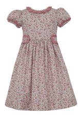 Claire and Charlie 3003D Red Floral Smocked  Float Dress