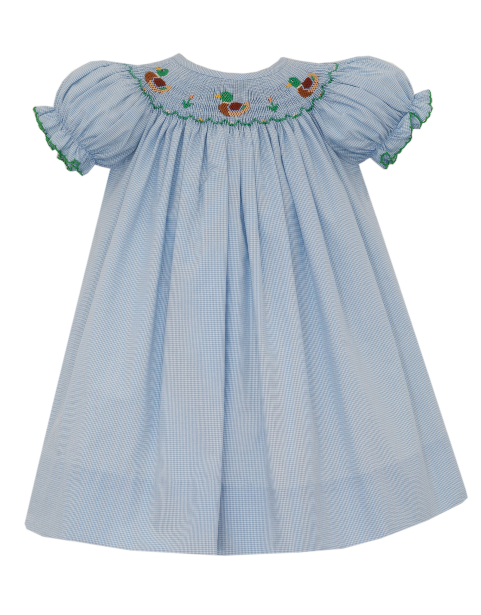 Petit Bebe 126A  Mallard Duck Smocked Bishop Dress