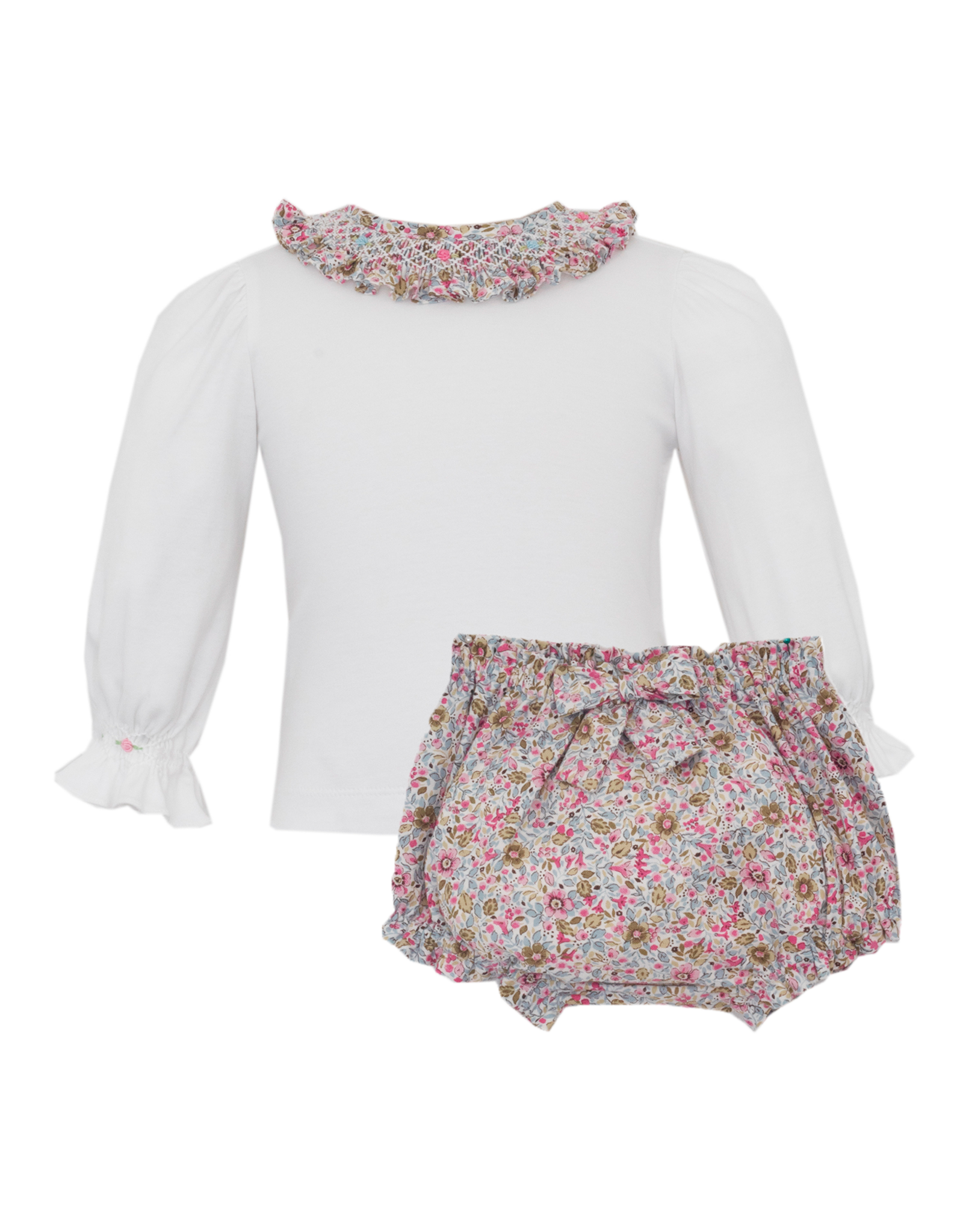 Petit Bebe 163C Smocked Floral Bloomer Set