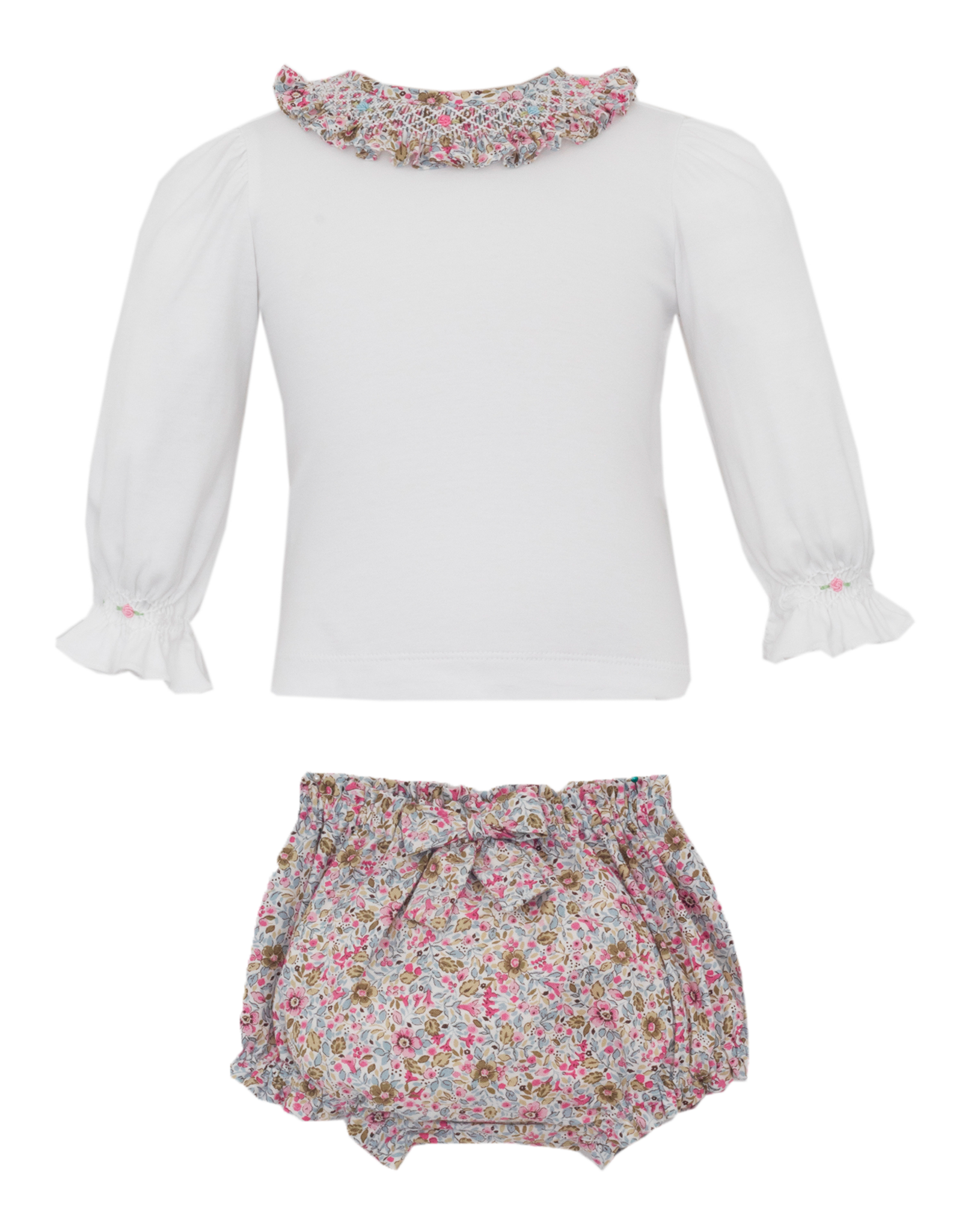 Petit Bebe 163C Smocked Floral Bloomer Set