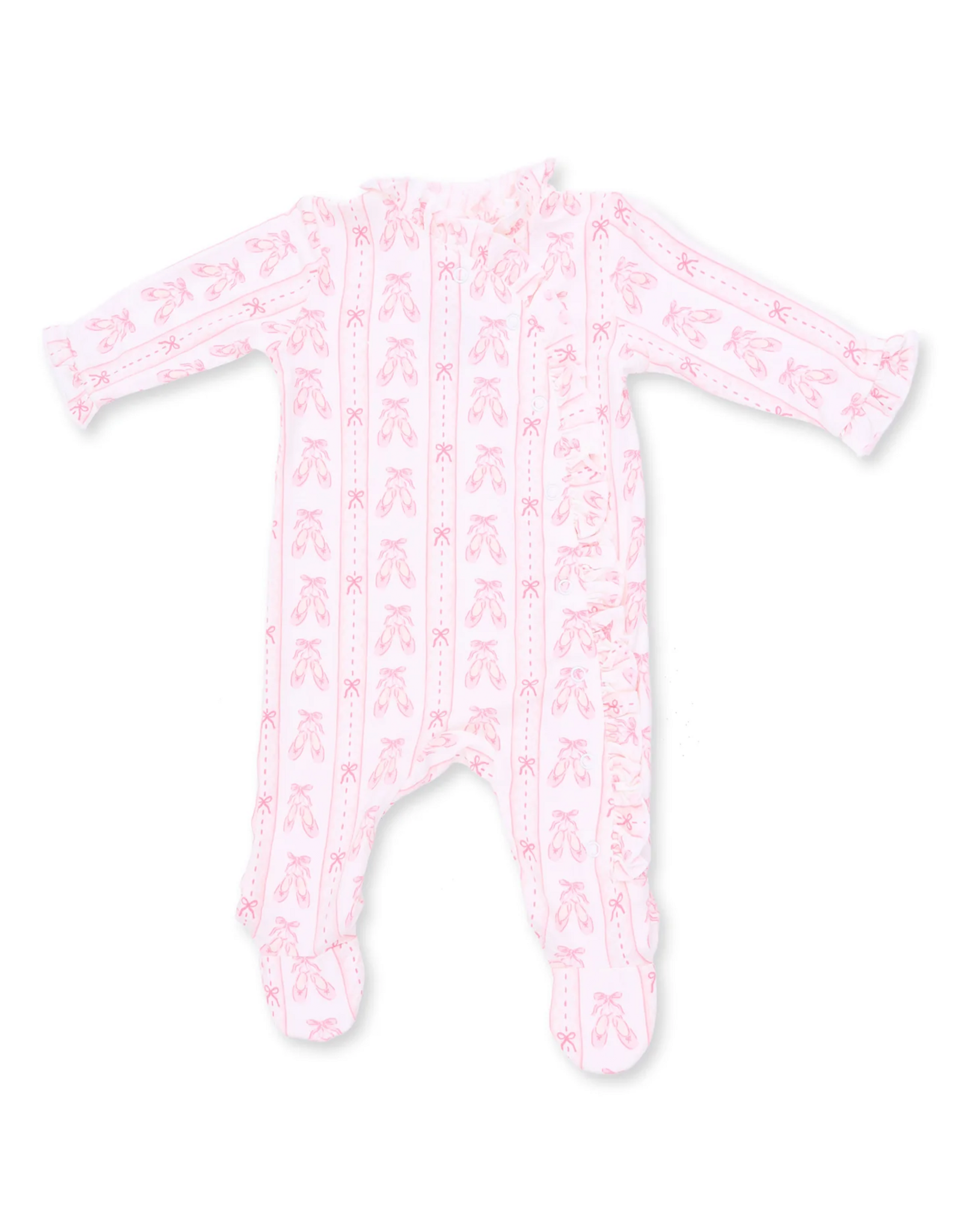 Angel Dear ADF26 Snap Footie Kimono Ruffle Ribbon Stripe Ballet Shoes