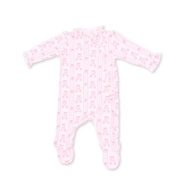 Angel Dear Snap Footie Kimono Ruffle Ribbon Stripe Ballet Shoes