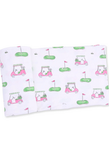 Angel Dear ADF26 Swaddle Blanket 45x45 Golf Carts PINK