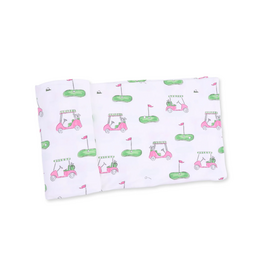 Angel Dear Swaddle Blanket 45x45 Golf Carts PINK