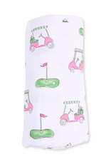 Angel Dear ADF26 Swaddle Blanket 45x45 Golf Carts PINK