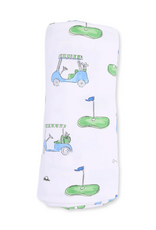 Angel Dear ADF26 Swaddle Blanket 45x45 Golf Carts BLUE