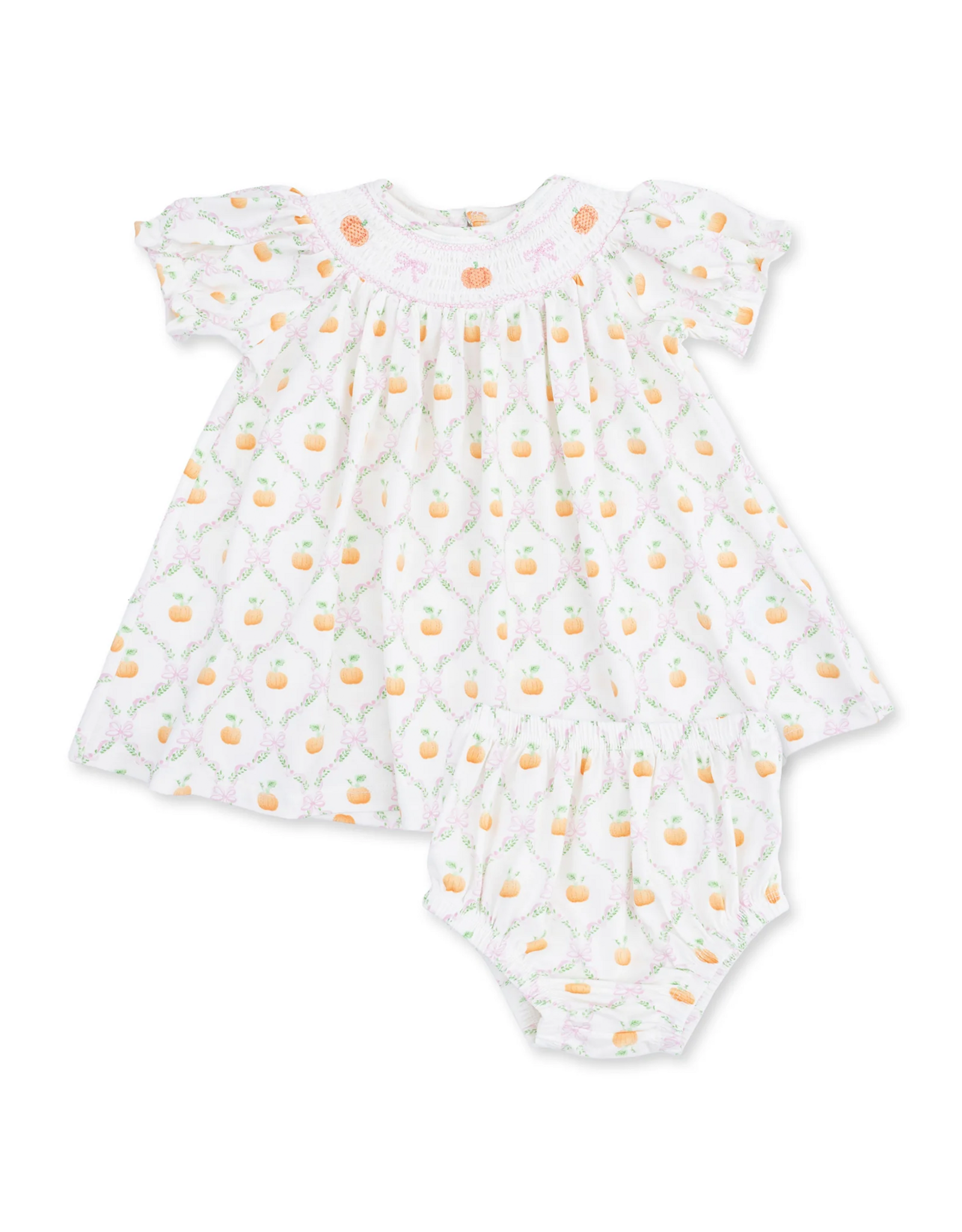 Angel Dear ADF26 Pretty Pumpkin Trellis Puff Sleeve Dress/Bloomer