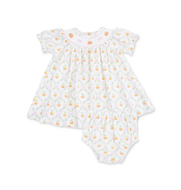 Angel Dear Pretty Pumpkin Trellis Puff Sleeve Dress/Bloomer