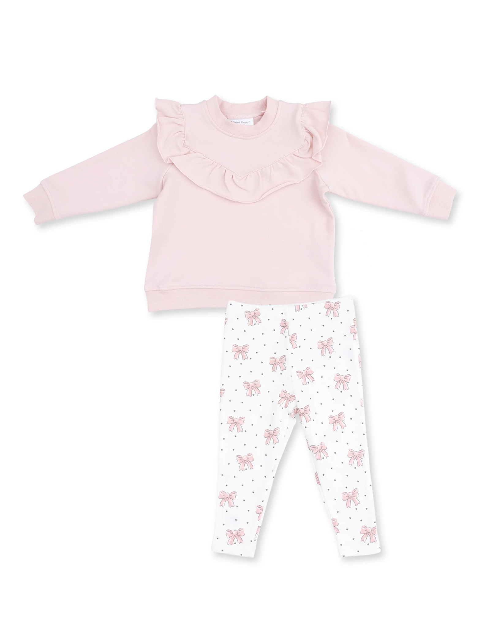 Angel Dear ADF26 Veiled Pink Bows Ruffle Sweatshirt/Legging