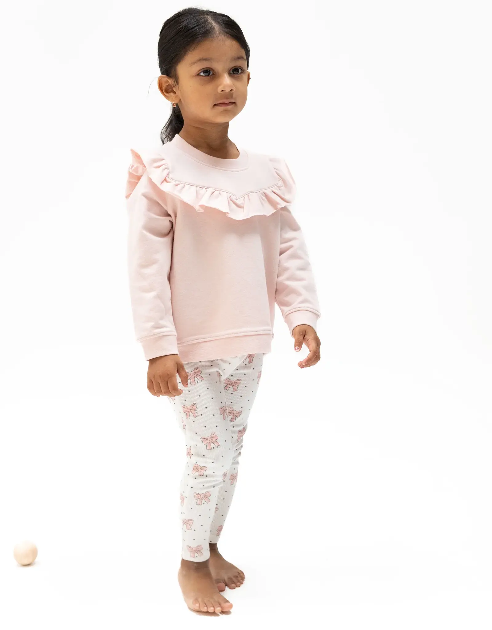 Angel Dear ADF26 Veiled Pink Bows Ruffle Sweatshirt/Legging