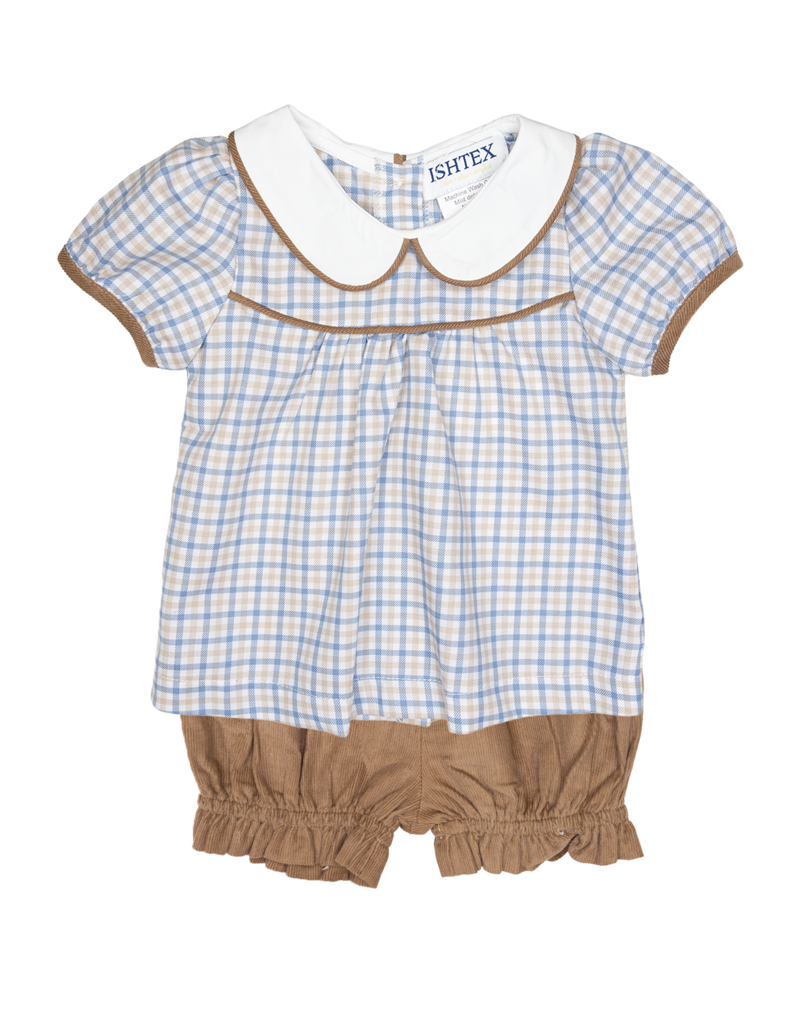 Ishtex 6F122 Blue/Khaki  Plaid Bloomer Set