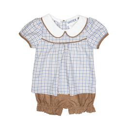 Ishtex Blue/Khaki  Plaid Bloomer Set