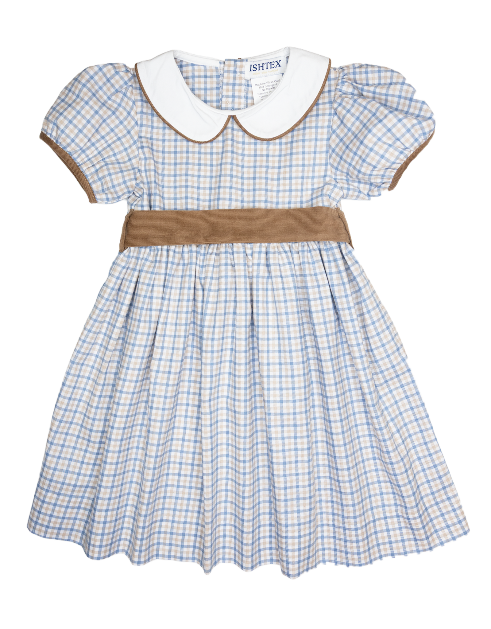 Ishtex 6F123 Blue/Khaki Plaid Dress