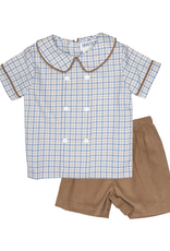 Ishtex 6F125 Blue/Khaki Plaid Short Set