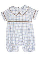 Ishtex 6F124 Blue/Khaki Plaid Romper
