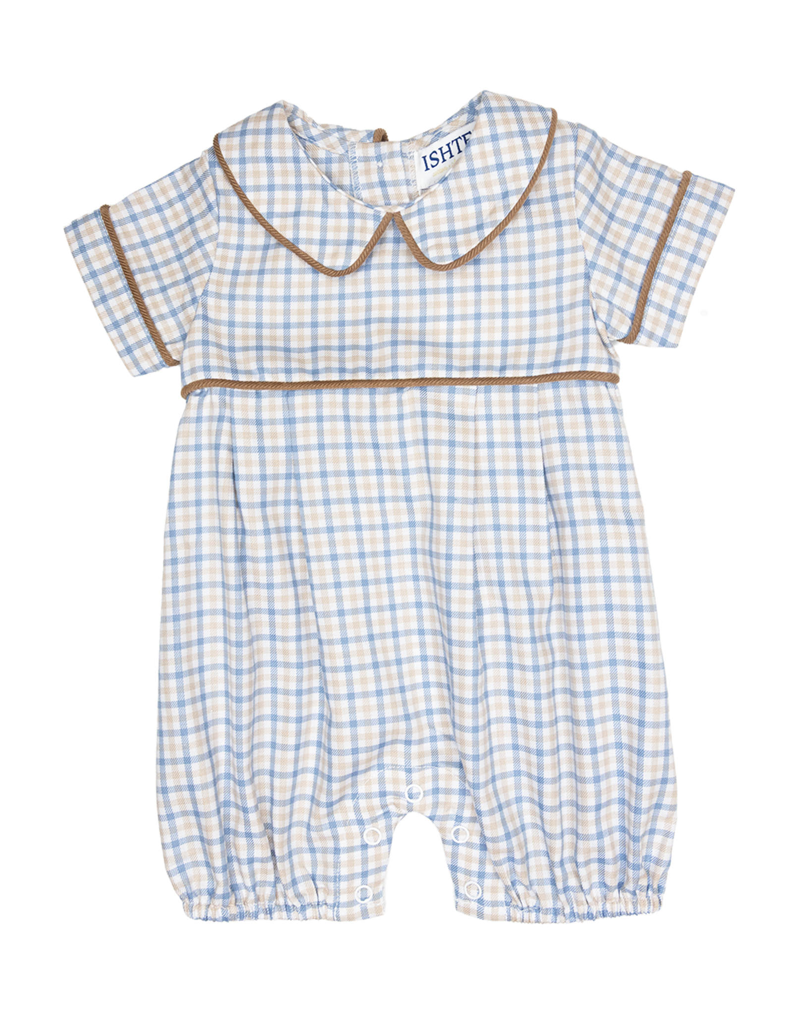 Ishtex 6F124 Blue/Khaki Plaid Romper