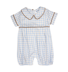 Ishtex Blue/Khaki Plaid Romper