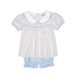 Ishtex Blue/Pink Plaid Bloomer Set
