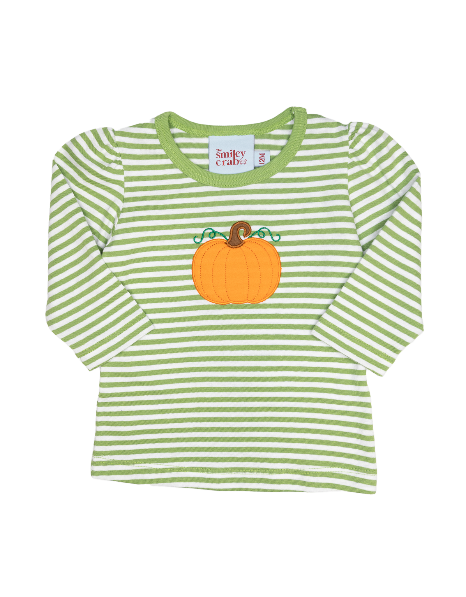 The Smiley Crab SCF26 LS Shirt RUFFLE Green Stripe Pumpkin