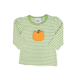 The Smiley Crab Long Sleeve Shirt RUFFLE Green Stripe Pumpkin