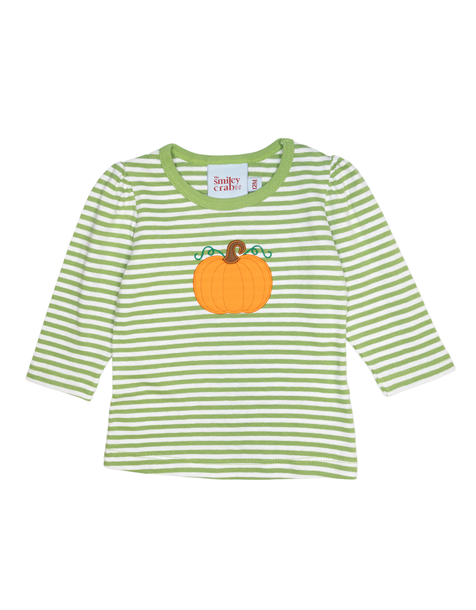 The Smiley Crab SCF26 LS Shirt RUFFLE Green Stripe Pumpkin