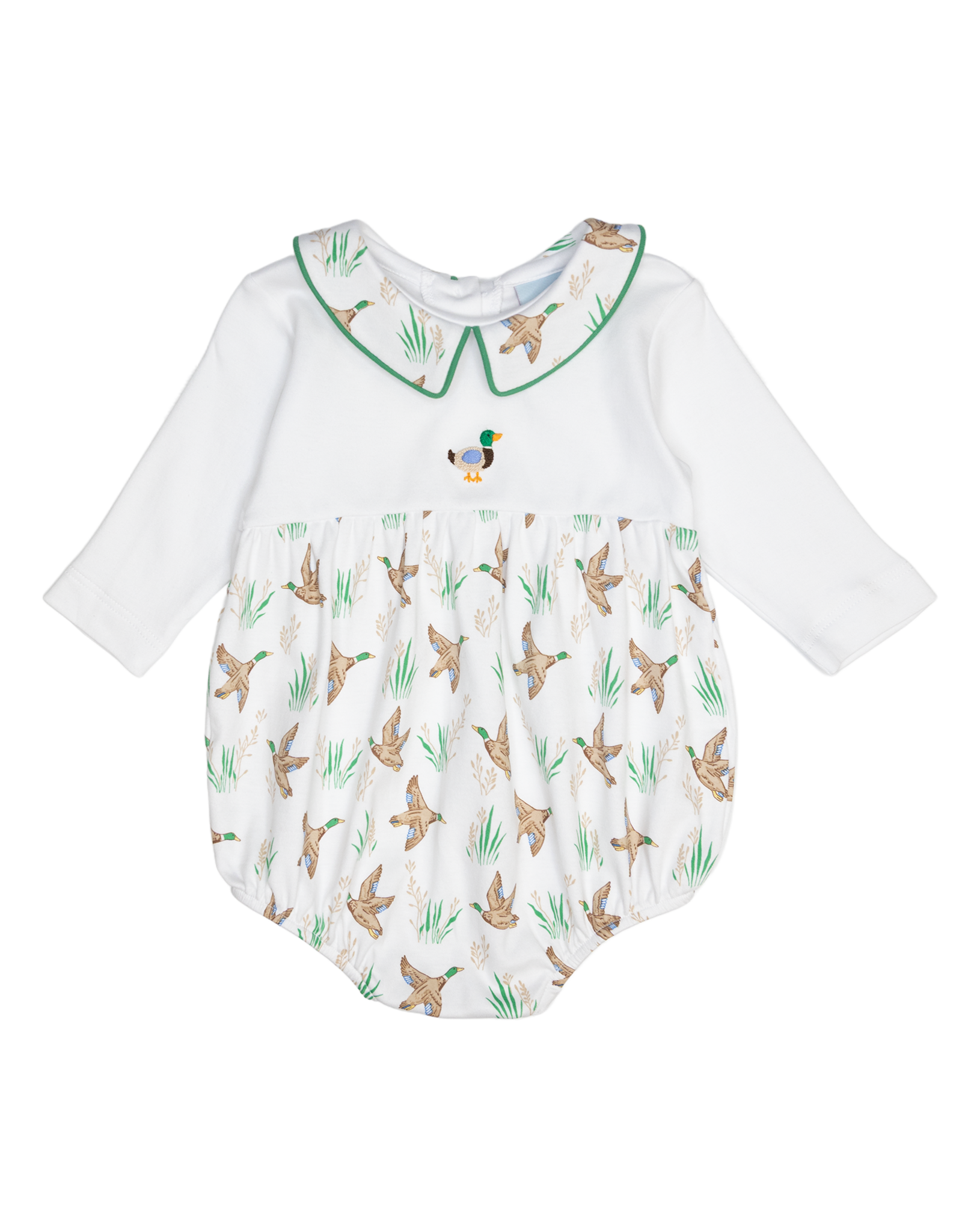 The Smiley Crab SCF26 Mallard Print Collared Romper