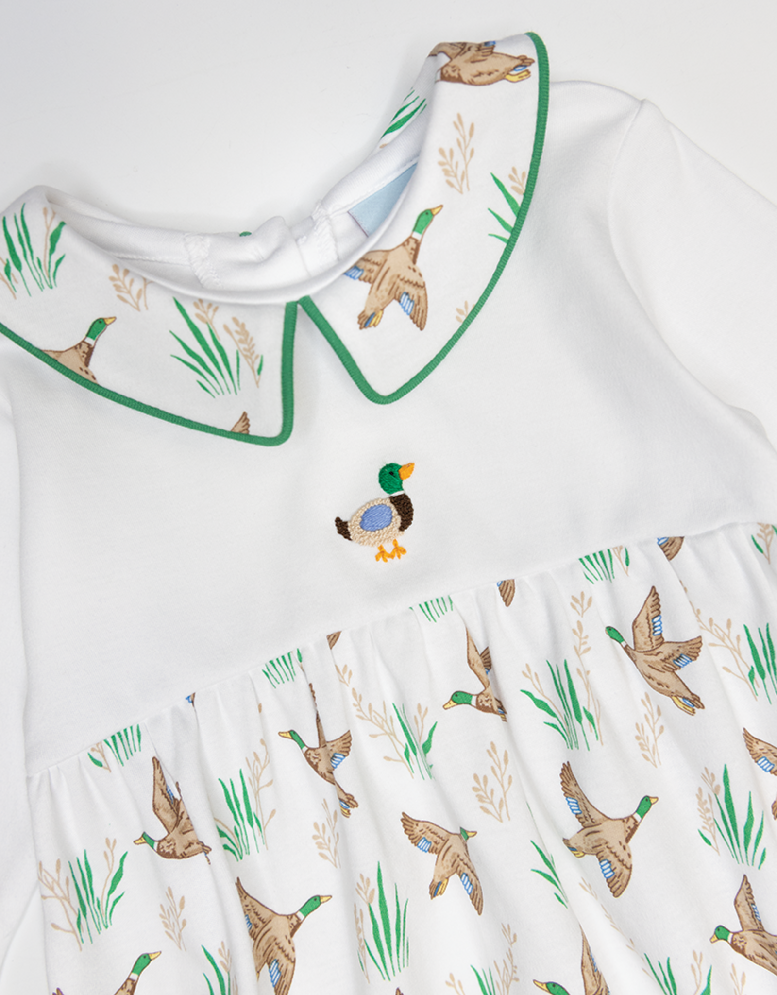 The Smiley Crab SCF26 Mallard Print Collared Romper