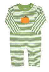 The Smiley Crab SCF26 Romper Green Stripe Pumpkin