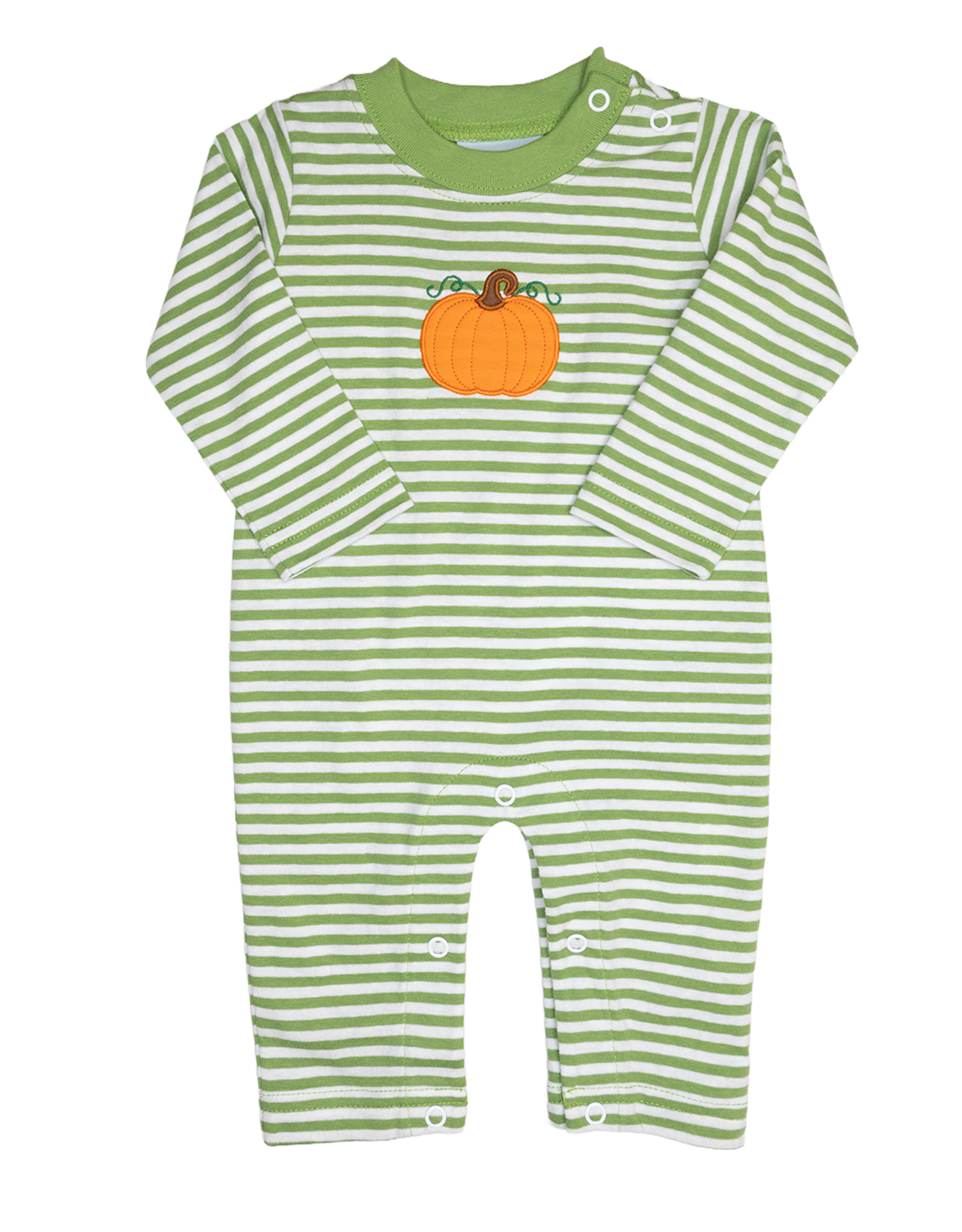 The Smiley Crab SCF26 Romper Green Stripe Pumpkin