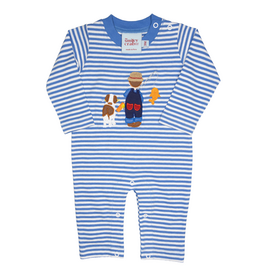 The Smiley Crab Romper Chambray Stripe Fishing Boy/Dog