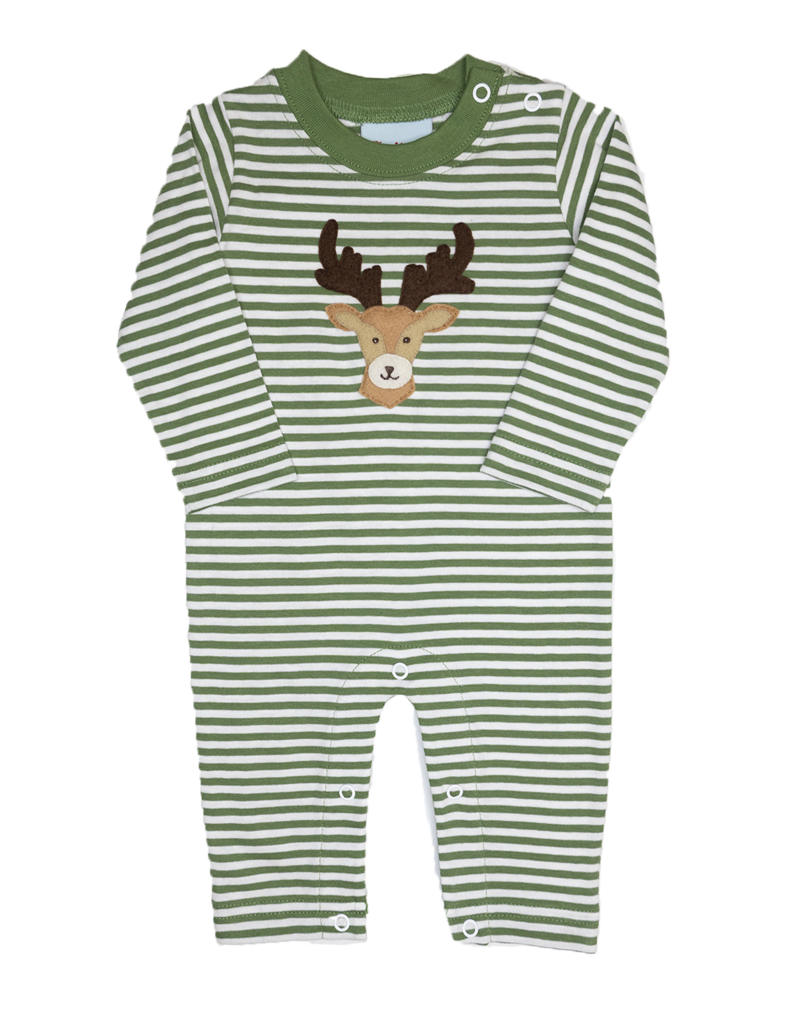 The Smiley Crab SCF26 Romper Green Stripe Buck Deer