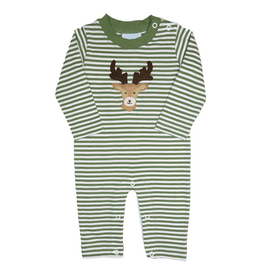 The Smiley Crab Romper Green Stripe Buck Deer