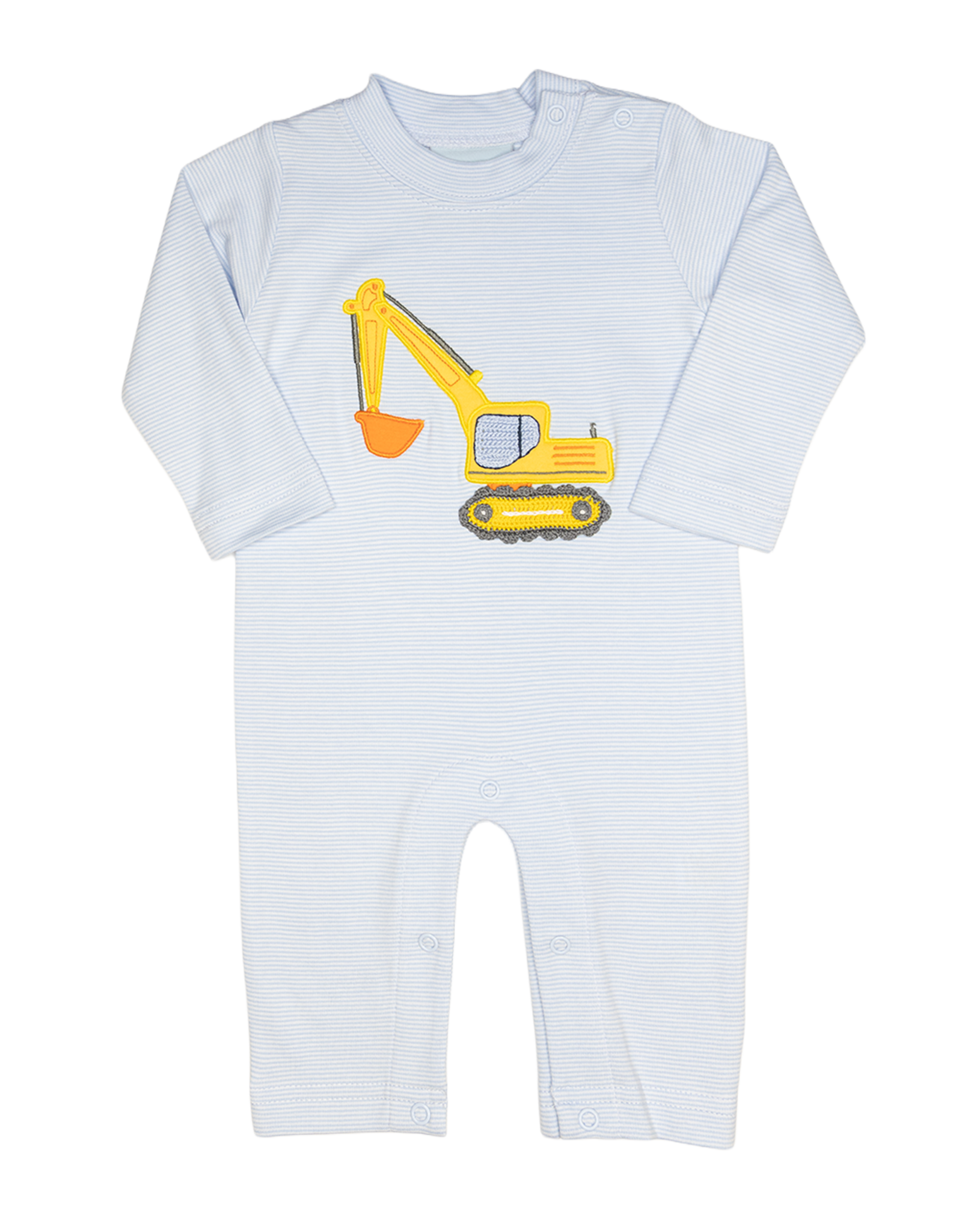The Smiley Crab SCF26 Romper Lt. Blue Stripe Frontloader