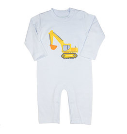 The Smiley Crab Romper Light Blue Stripe Frontloader