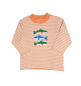 The Smiley Crab Long Sleeve Shirt Orange Stripe Three Fish
