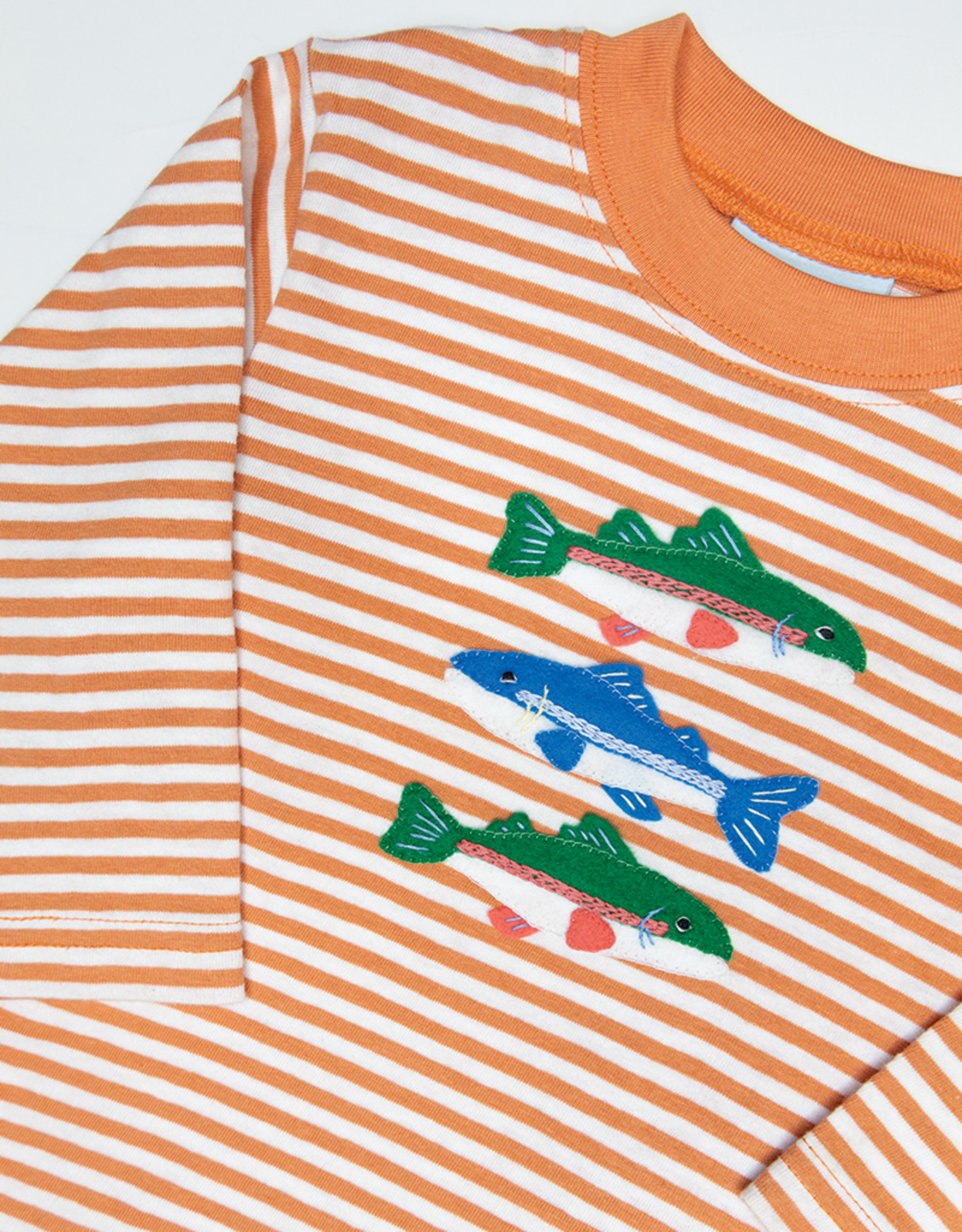 The Smiley Crab SCF26 LS Shirt Orange Stripe Three Fish
