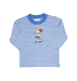 The Smiley Crab Long Sleeve Shirt Blue Stripe Fishing Lures