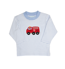 The Smiley Crab Long Sleeve Shirt Light Blue Stripe Firetruck