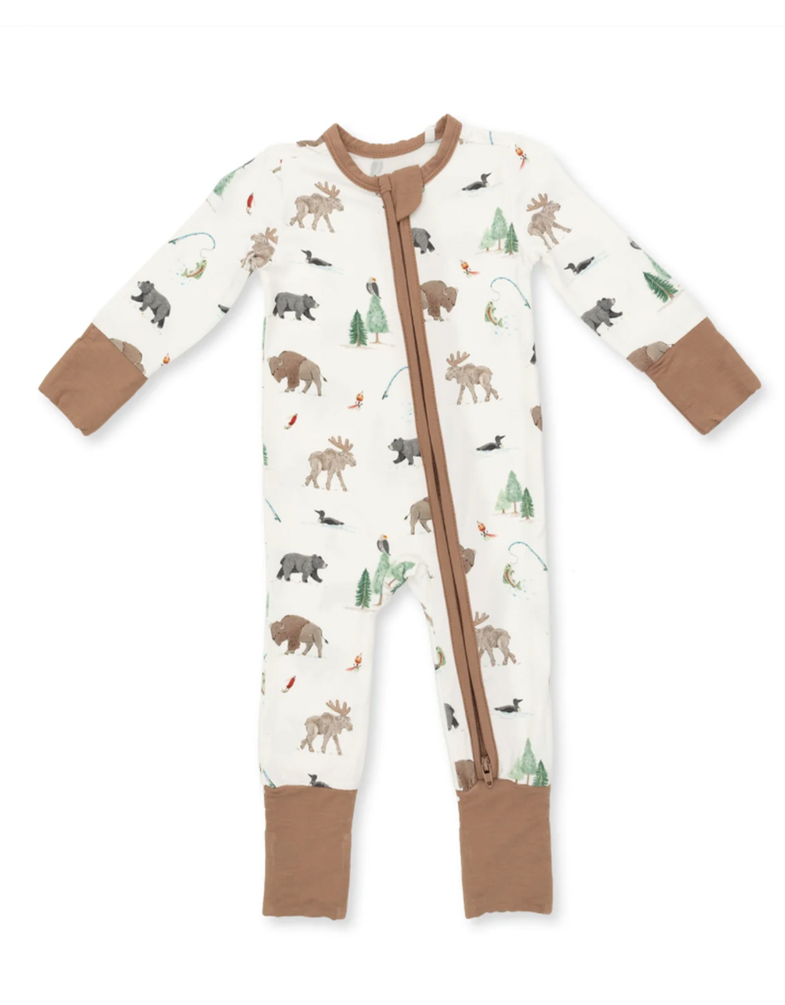 Angel Dear ADF26 2 Way Zipper Romper Northern Woodlawn Animals