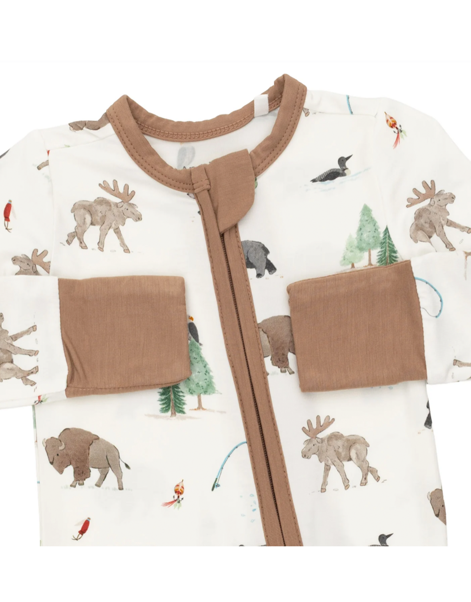 Angel Dear ADF26 2 Way Zipper Romper Northern Woodlawn Animals