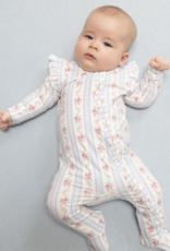 Angel Dear ADF26 2 Way Zipper Ruffle Sleeve Footie Anna Floral Stripe