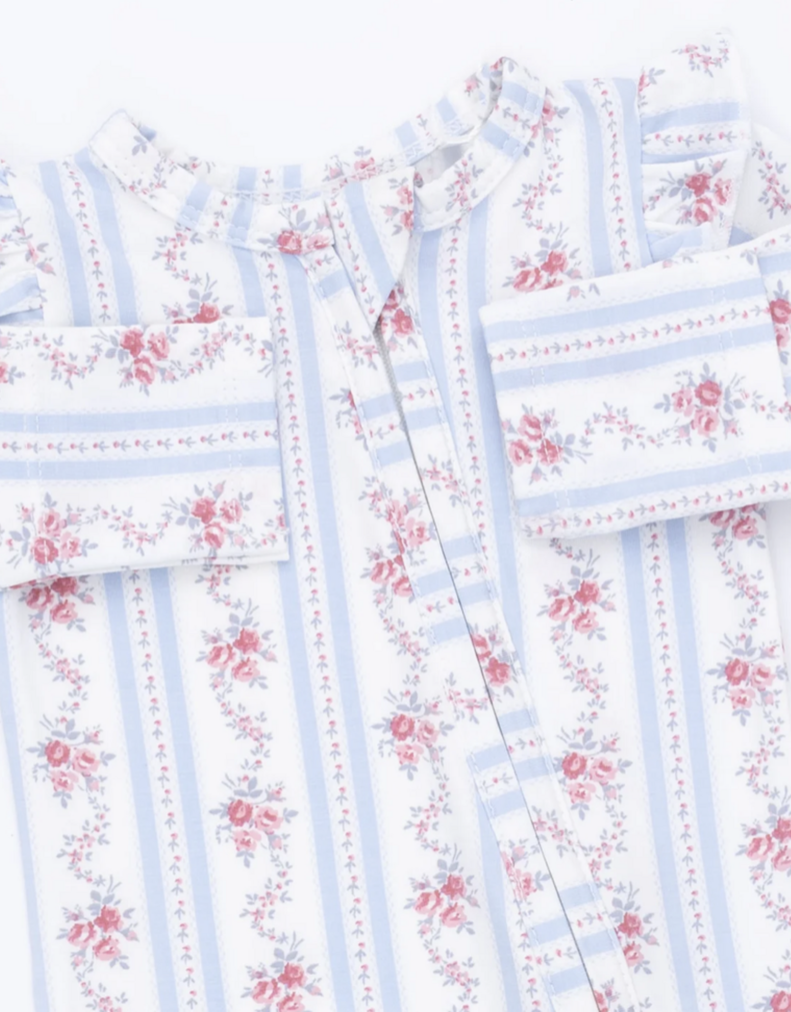 Angel Dear ADF26 2 Way Zipper Ruffle Sleeve Footie Anna Floral Stripe