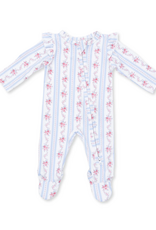 Angel Dear ADF26 2 Way Zipper Ruffle Sleeve Footie Anna Floral Stripe