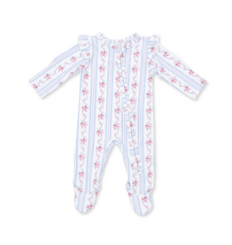 Angel Dear 2 Way Zipper Ruffle Sleeve Footie Anna Floral Stripe