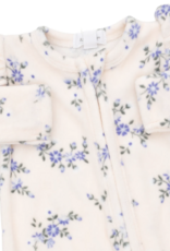 Angel Dear ADF26 2 Way Zipper Ruffle Sleeve Footie Sweet Hanna Floral Velour