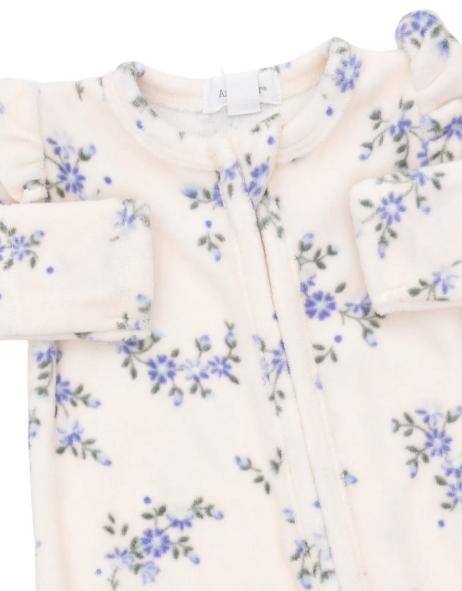 Angel Dear ADF26 2 Way Zipper Ruffle Sleeve Footie Sweet Hanna Floral Velour