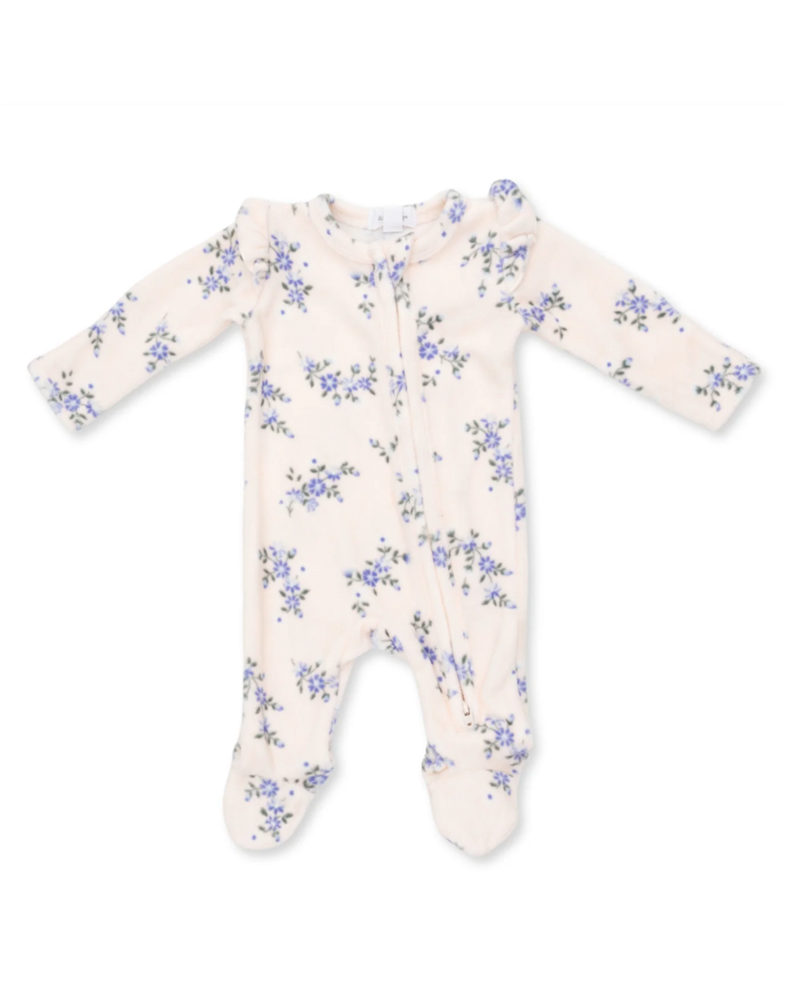 Angel Dear ADF26 2 Way Zipper Ruffle Sleeve Footie Sweet Hanna Floral Velour
