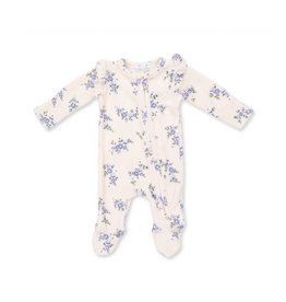 Angel Dear 2 Way Zipper Ruffle Sleeve Footie Sweet Hanna Floral Velour