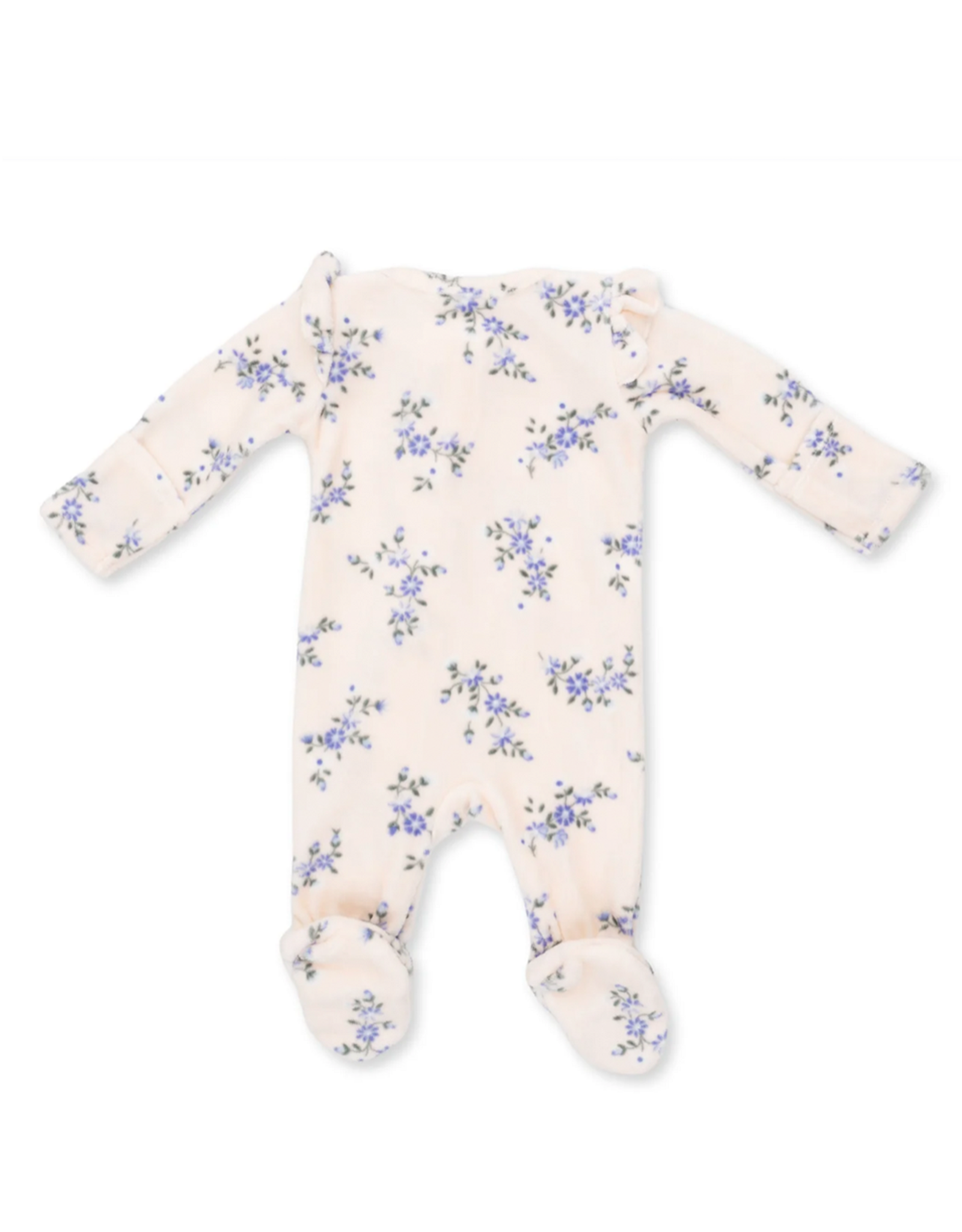 Angel Dear ADF26 2 Way Zipper Ruffle Sleeve Footie Sweet Hanna Floral Velour