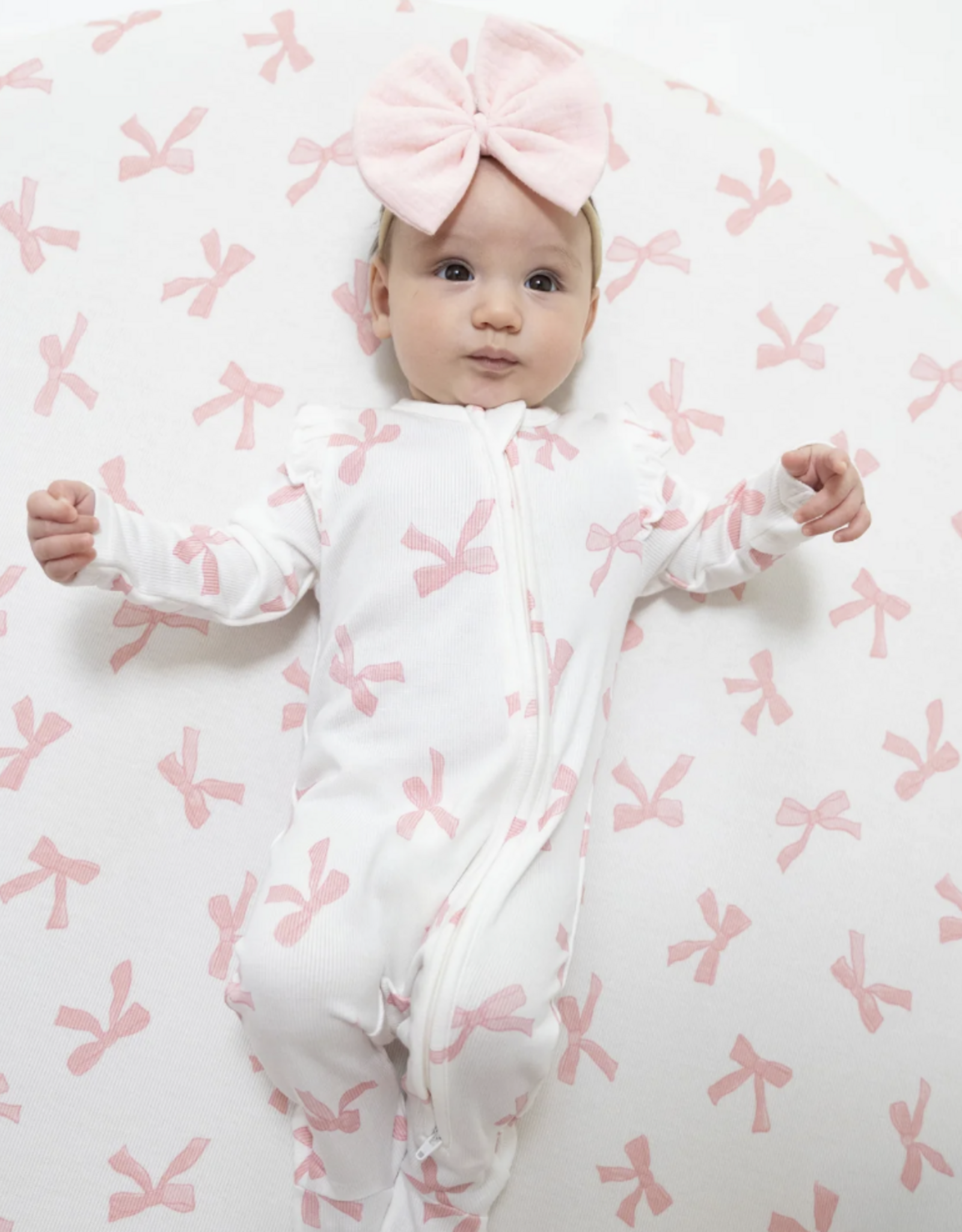 Angel Dear ADF26 2 Way Zipper Ruffle Sleeve Footie Pretty Bows